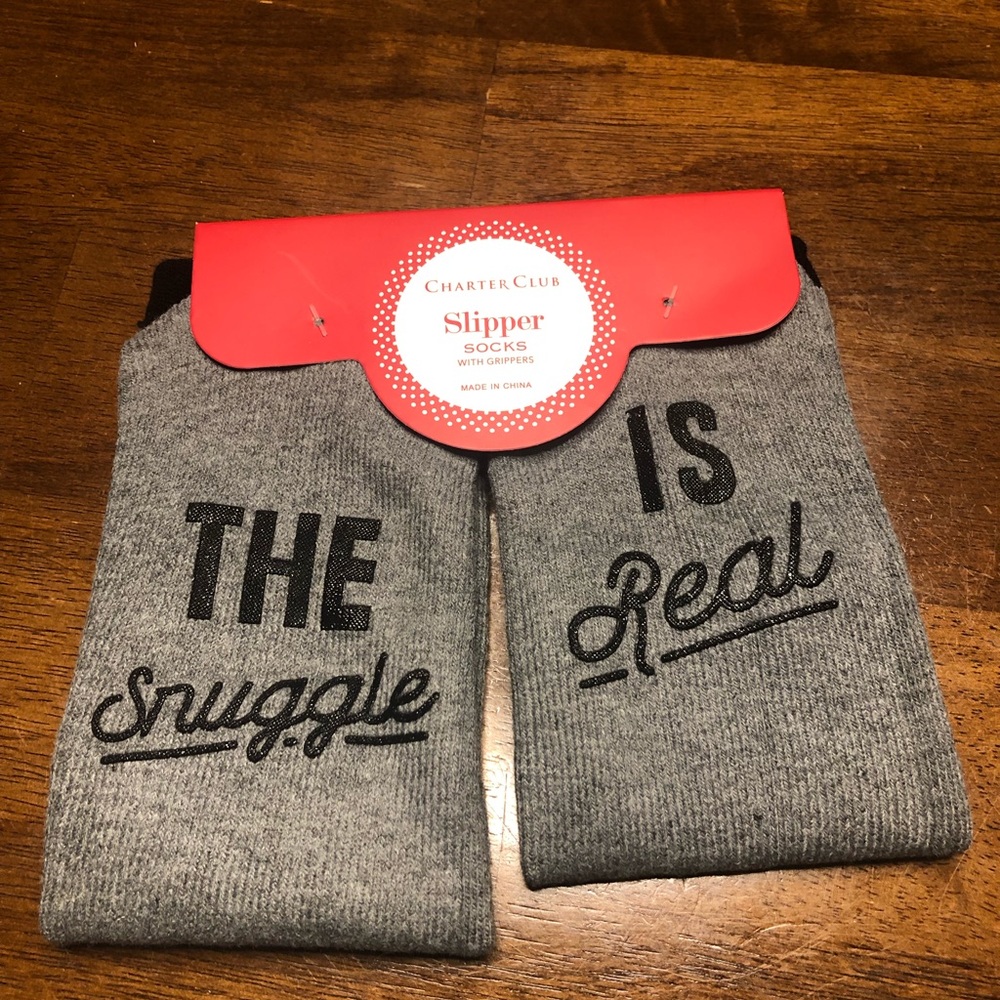 “The Snuggle is Real” novelty slipper socks